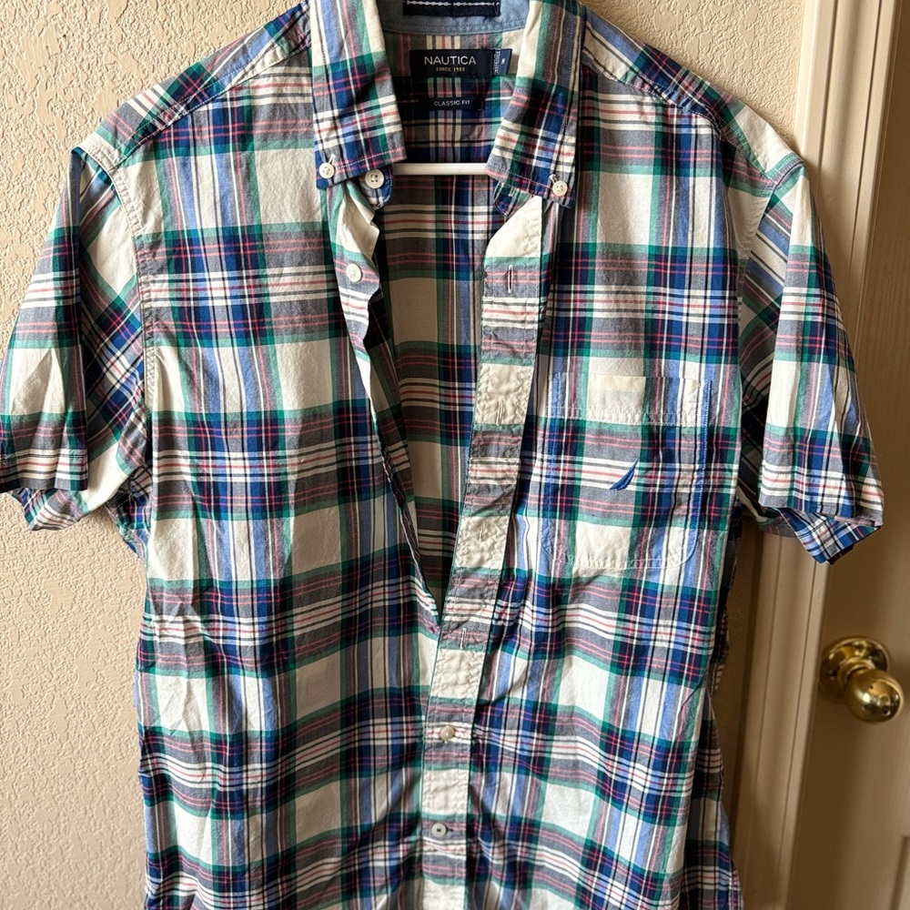 Nautica Men's Plaid Shirt - Blue and Green